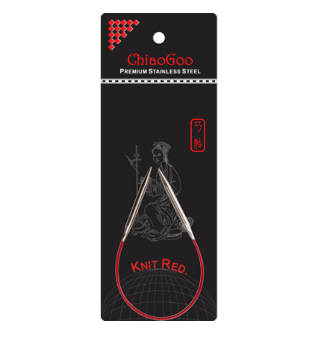 Chiao Goo Knit Red Circular Steel 9" Needles