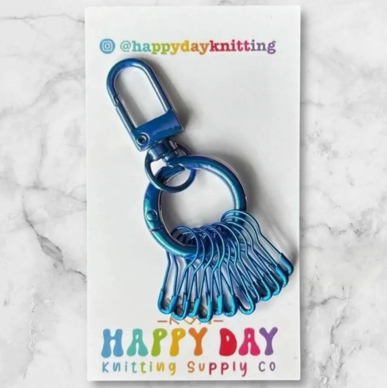 Happy Day Knitting Stitch Marker Holder Ring with 12 Markers